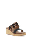 Lunar Saphira Leopard Print Wedge Sandal, Black