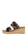 Lunar Saphira Leopard Print Wedge Sandal, Black
