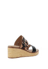 Lunar Saphira Leopard Print Wedge Sandal, Black