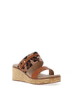 Lunar Saphira Leopard Print Wedge Sandals, Tan