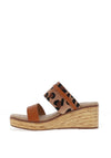 Lunar Saphira Leopard Print Wedge Sandals, Tan