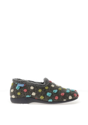 Lunar Helix Polka Dot Slippers, Grey
