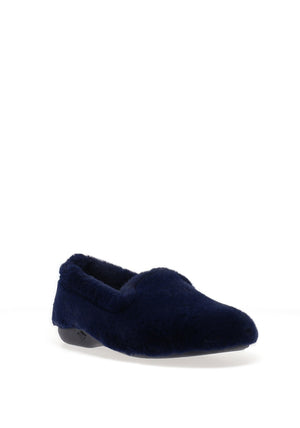 Lunar Bella Faux Fur Slippers, Navy