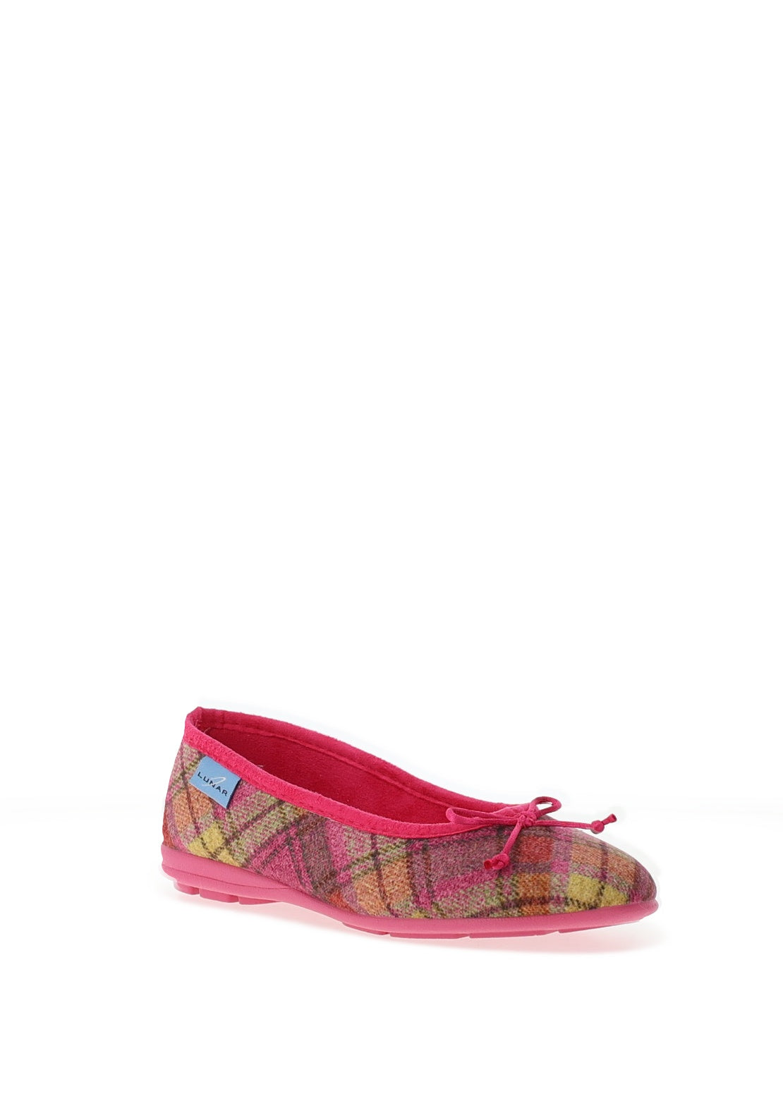 Lunar Brie Tartan Slippers, Pink Multi