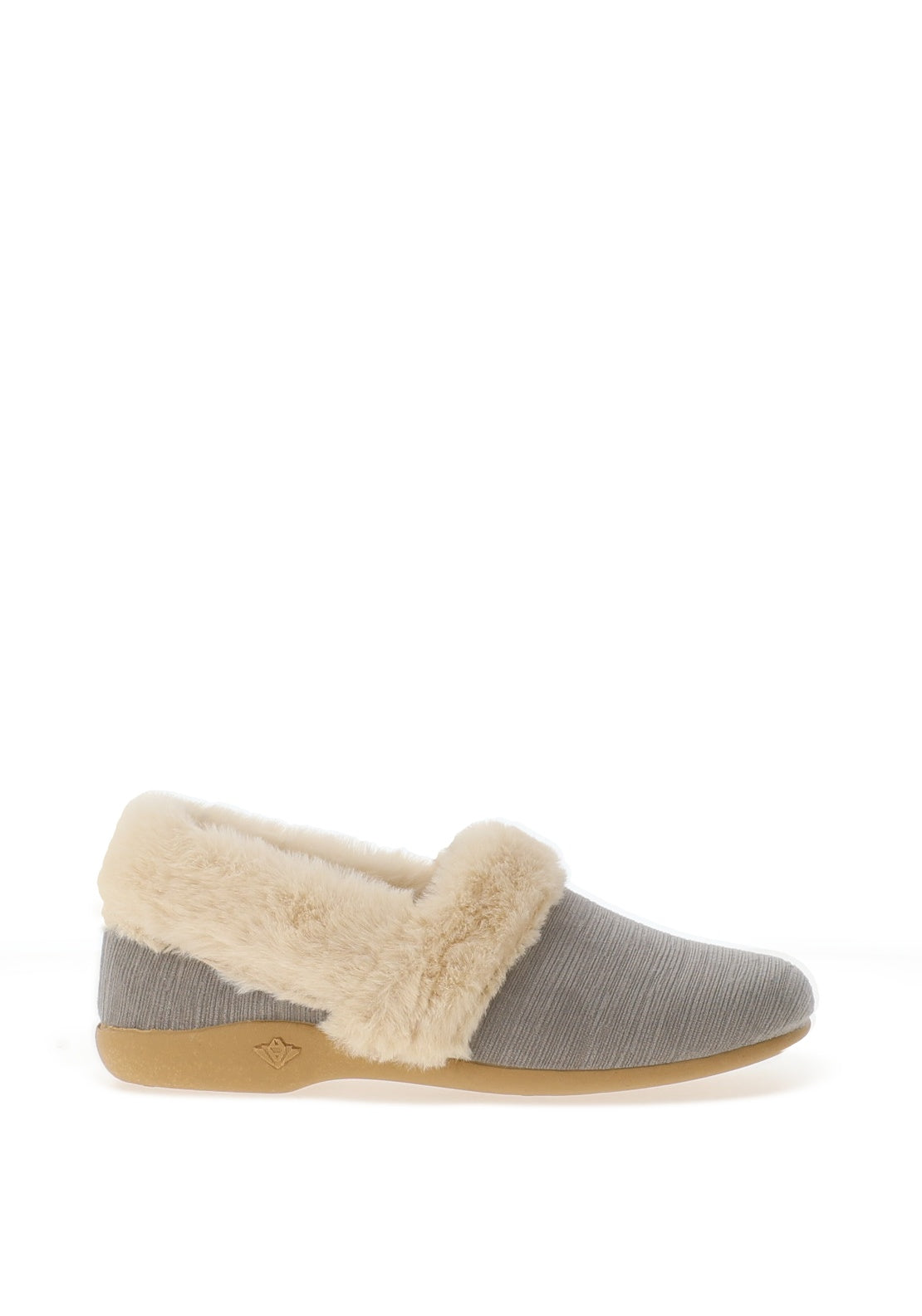 Lunar Elm Textured Faux Fur Slippers, Grey