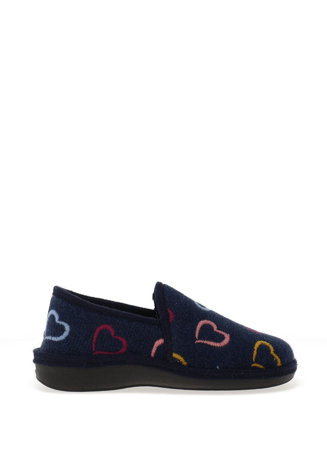 Lunar Joyful Heart Print Slippers, Navy