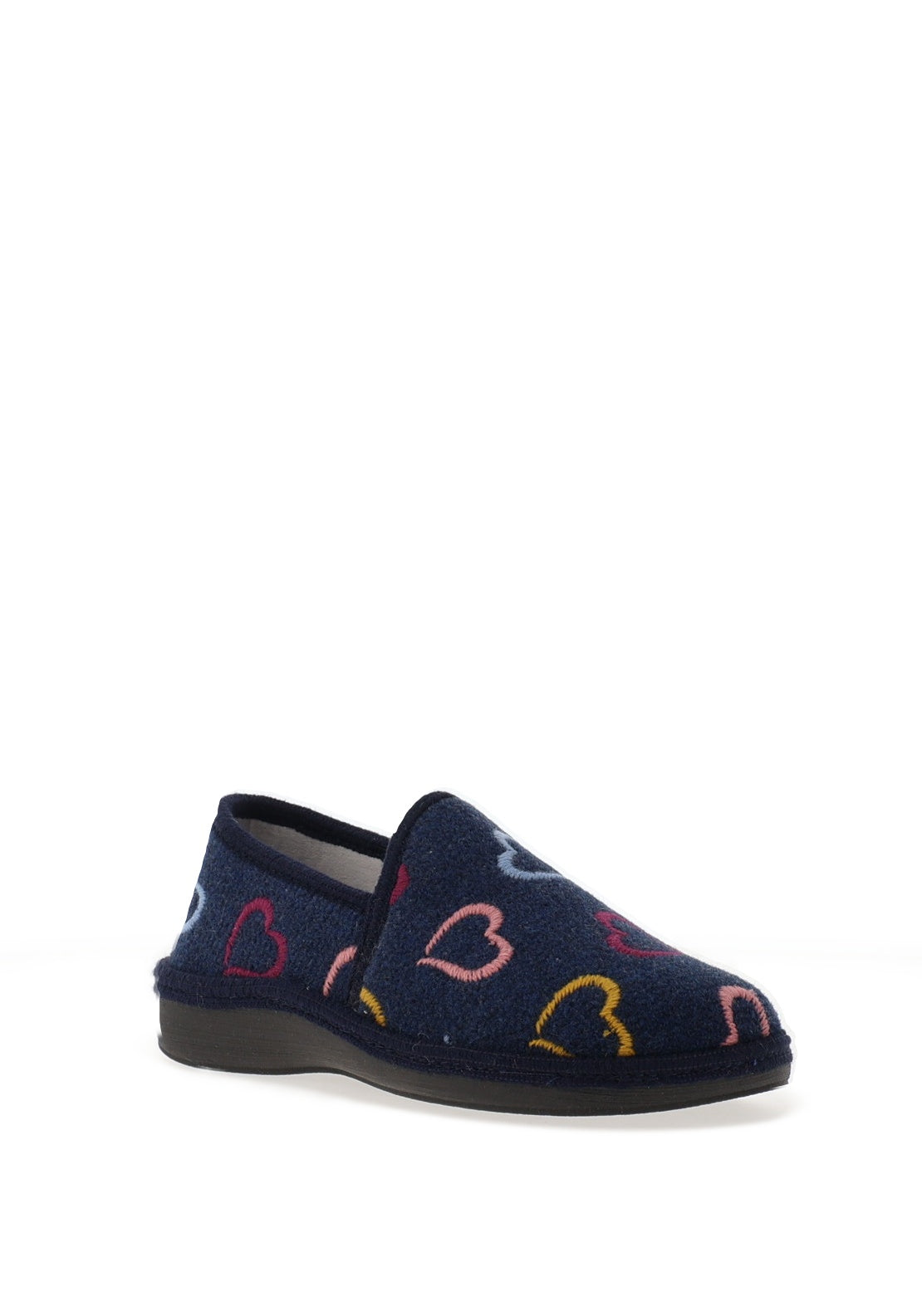 Lunar Joyful Heart Print Slippers, Navy