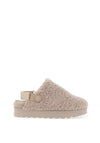 Lunar Naples Teddy Fleece Mules, Beige