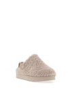Lunar Naples Teddy Fleece Mules, Beige