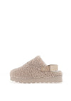 Lunar Naples Teddy Fleece Mules, Beige