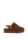 Lunar Naples Teddy Fleece Mules, Brown