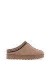 Lunar  Nepal Aztec Embroidered Trim Mules, Taupe