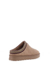 Lunar  Nepal Aztec Embroidered Trim Mules, Taupe