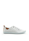 Lunar St Ives Leather Elasticated Stitch Trim Shoes, White