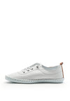 Lunar St Ives Leather Elasticated Stitch Trim Shoes, White