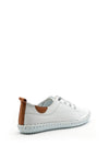 Lunar St Ives Leather Elasticated Stitch Trim Shoes, White