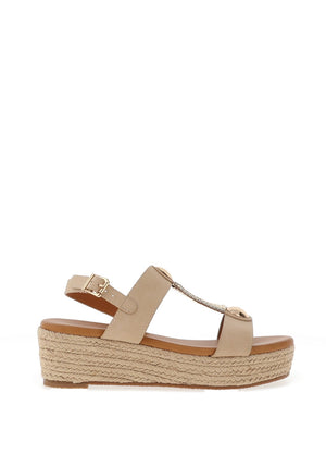 Lunar Ravena Woven Platform Sandals, Beige