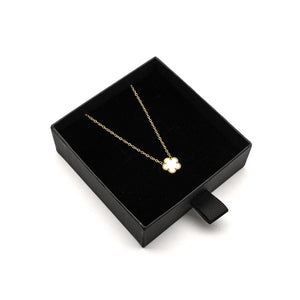 M Collection Opal Flower Necklace, Gold