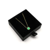 M Collection Green Flower Necklace, Gold