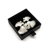 M Collection Ginkgo Leaf Statement Earrings, Silver