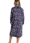 Marlon Leaf Print Zip Fastening Dressing Gown, Navy