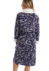 Marlon Leaf Print Shawl Collar Dressing Gown, Navy