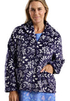 Marlon Leaf Print Zip Fastening Bed Jacket, Navy
