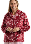 Marlon Leaf Print Zip Fastening Bed Jacket, Red
