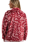 Marlon Leaf Print Zip Fastening Bed Jacket, Red