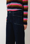 MAC Jeans Dream Culotte Pocket Wide Leg Denim Jeans, Dark Blue