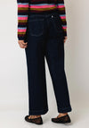 MAC Jeans Dream Culotte Pocket Wide Leg Denim Jeans, Dark Blue
