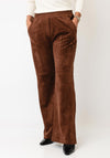 Mac Chiara Faux Suede Wide Leg Trousers, Tan