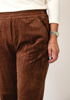 Mac Chiara Faux Suede Wide Leg Trousers, Tan