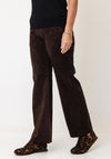 Mac Chiara Faux Suede Wide Leg Trousers, Brown