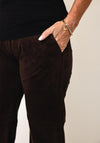 Mac Chiara Faux Suede Wide Leg Trousers, Brown