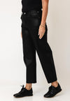 Mac Danni Faux Leather Barrel Jeans, Black