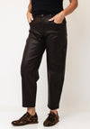 Mac Danni Faux Leather Barrel Jeans, Brown