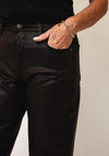 Mac Danni Faux Leather Barrel Jeans, Brown