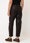 Mac Danni Faux Leather Barrel Jeans, Brown