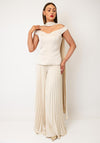 Maisonel Top Pleated Trousers and Scarf Co-Ord, Pearl