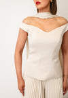 Maisonel Top Pleated Trousers and Scarf Co-Ord, Pearl