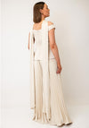 Maisonel Top Pleated Trousers and Scarf Co-Ord, Pearl