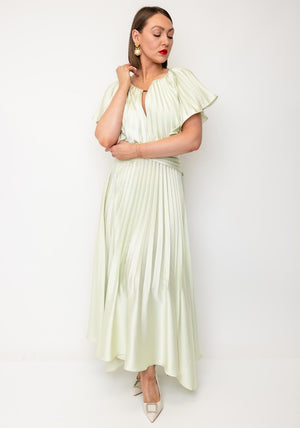 Maisonel Pleated A-Line Midi Dress, Green