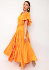 Maisonel Pleated A-Line Midi Dress, Orange