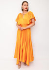 Maisonel Pleated A-Line Midi Dress, Orange