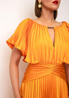 Maisonel Pleated A-Line Midi Dress, Orange