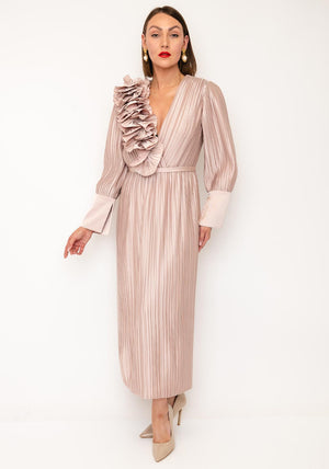 Maisonel Asymmetrical Shoulder Midi Dress, Pink