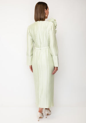 Maisonel Asymmetrical Shoulder Midi Dress, Lime Green