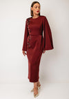 Maisonel Embellished Flared Sleeve Pencil Dress, Burgundy