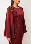 Maisonel Embellished Flared Sleeve Pencil Dress, Burgundy